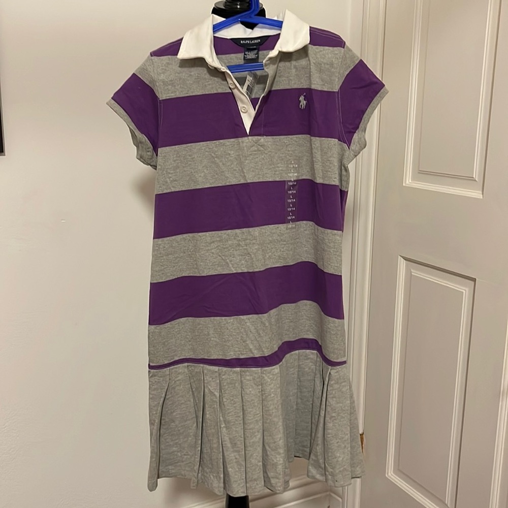 New Polo Ralph Lauren dress, size 12/14 Large, purple and gray.